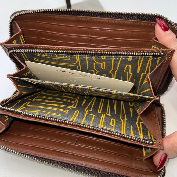 Vivienne Westwood Anglomania Brown Embossed Orb Logo Zip Around Wallet - Picture 9 of 10